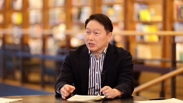 최태원 회장의 좌담회 모습 [사진=대한상공회의소]