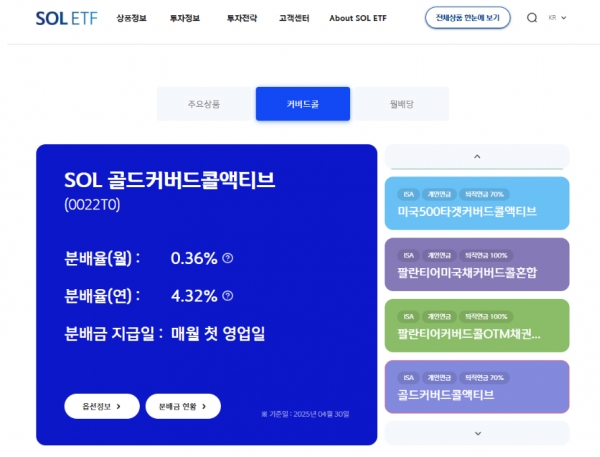 SOL ETF 홈페이지. [사진=신한자산운용]
