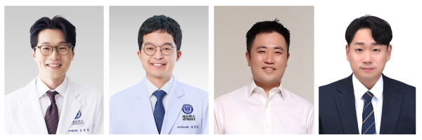 ▲(좌측부터) 연세의대 소아청소년과 송경철, 김준영 교수, 가톨릭의대 고태훈 교수, 이강혁 박사