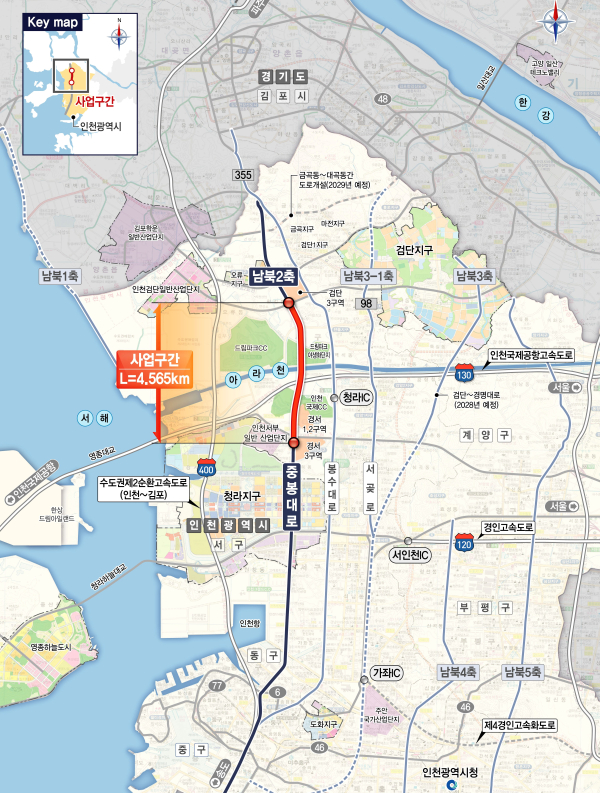 중봉터널 민간투자사업 위치도 (사진=DL건설)