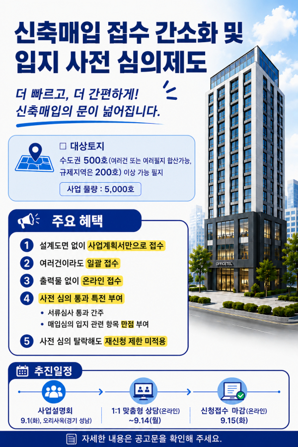 신축매입 입지 사전심의 사업 홍보포스터. [사진=LH]